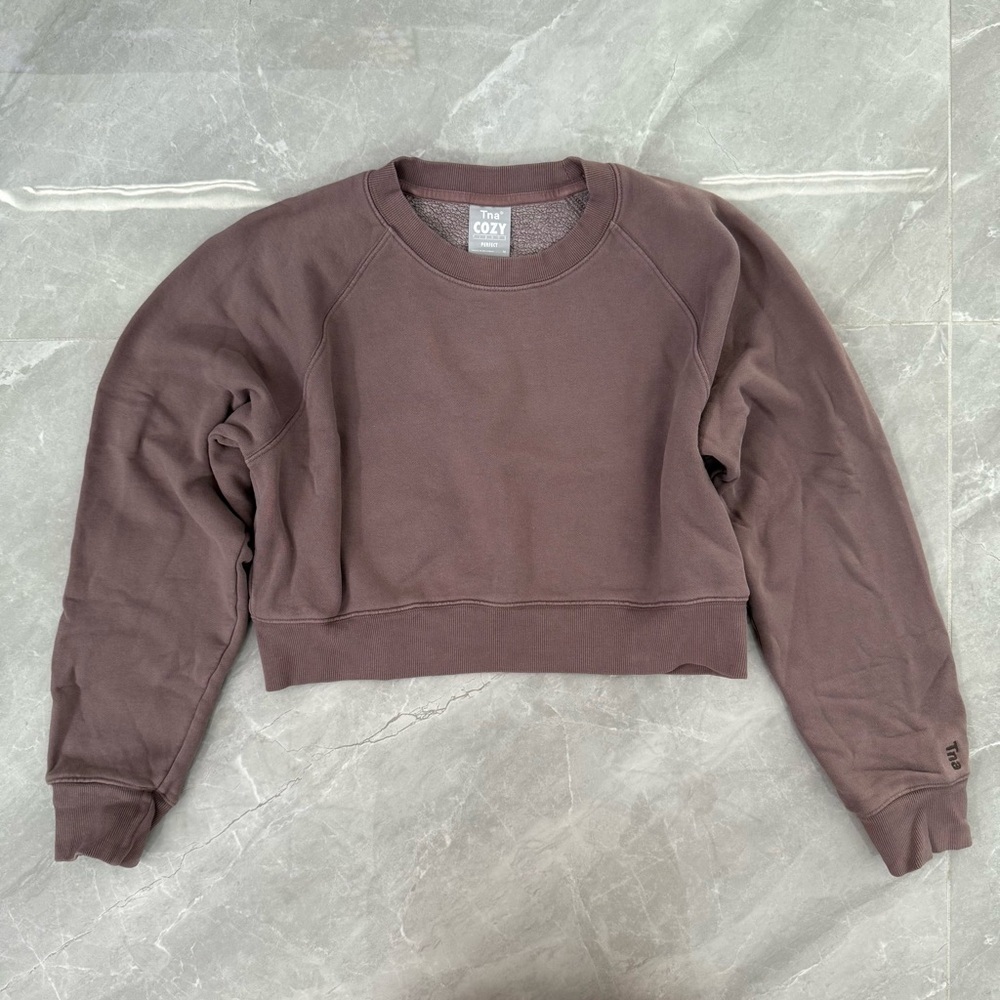 Women’s TNA Perfect Cozy Fleece Cropped Crew Neck Sweatshirt Size Medium